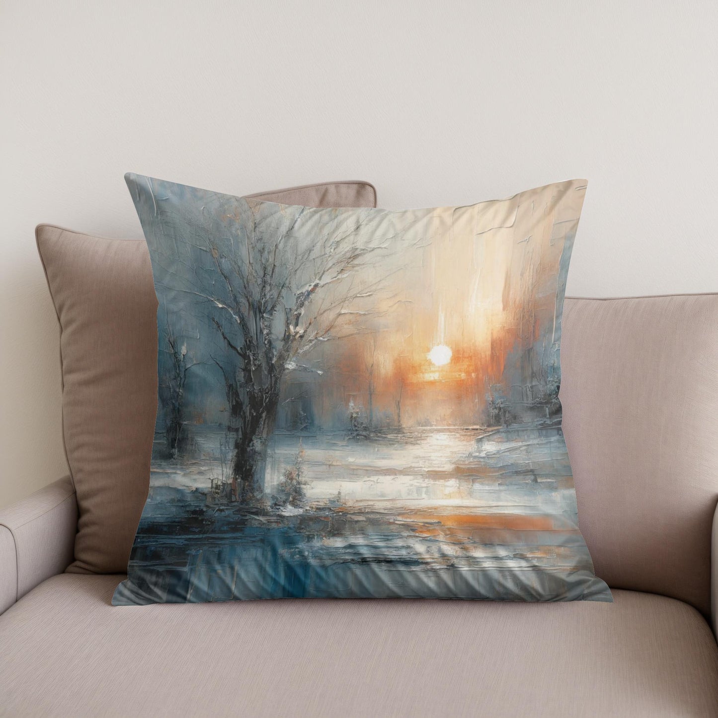 Winter Solitude Symphony Cotton Cushion