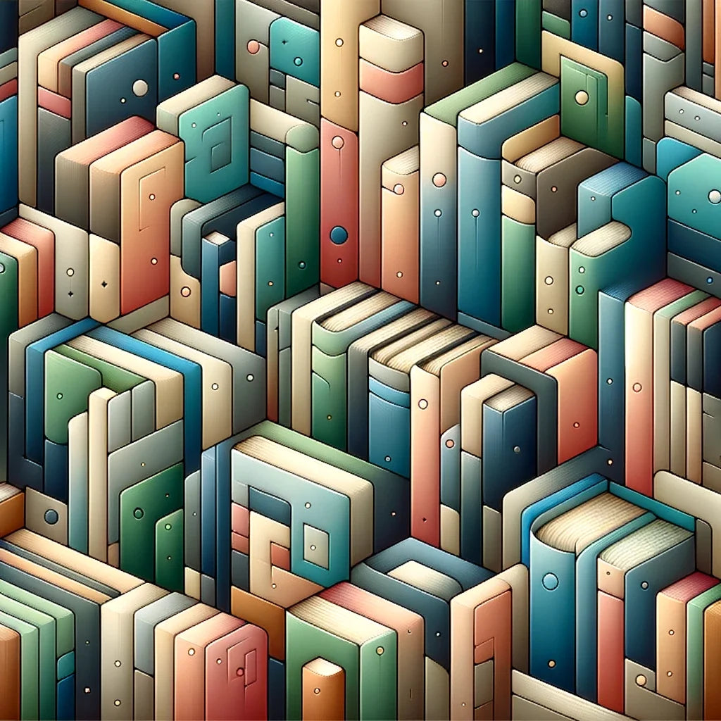 Abstract Bookshelf Canvas