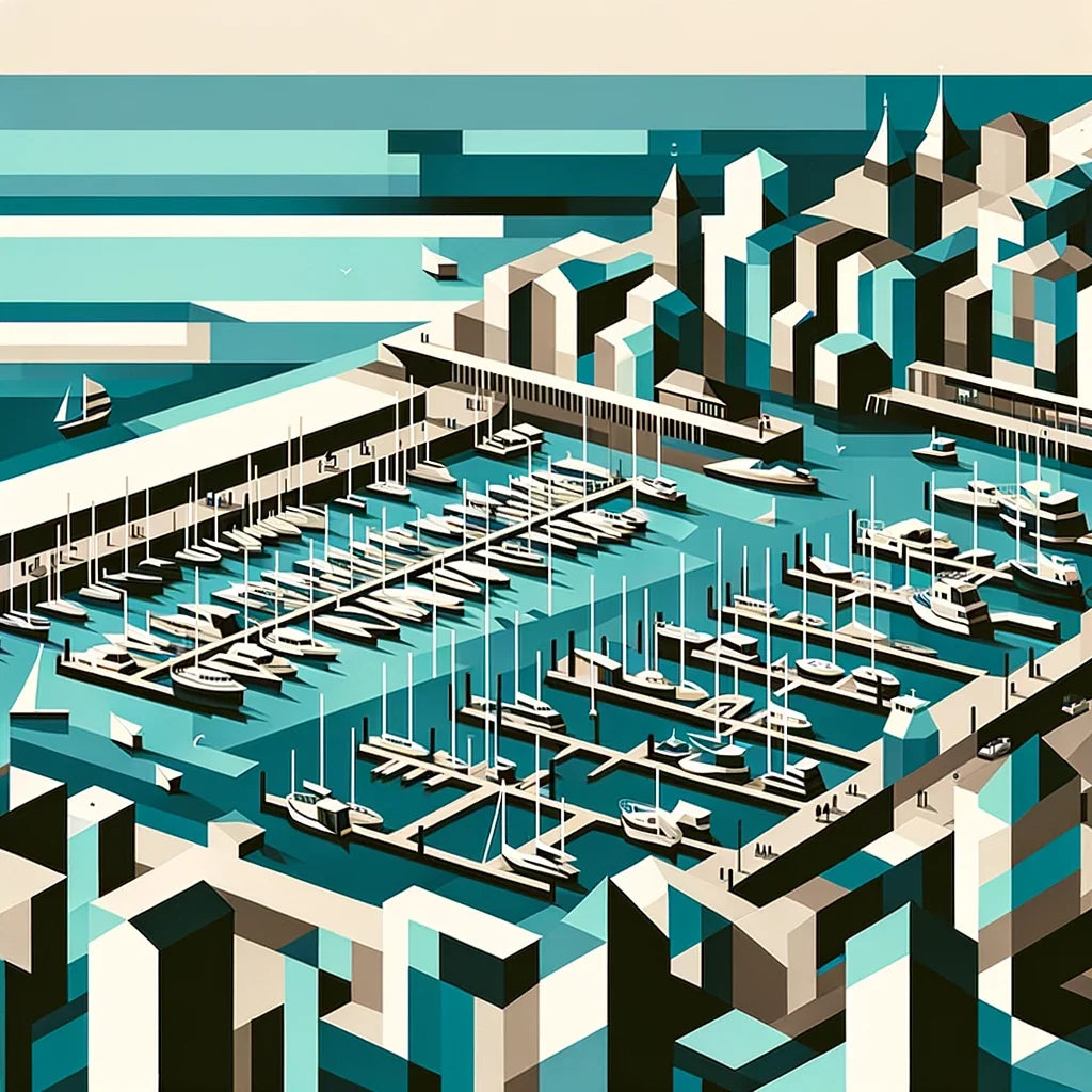Abstract Brighton Marina Cotton Cushion
