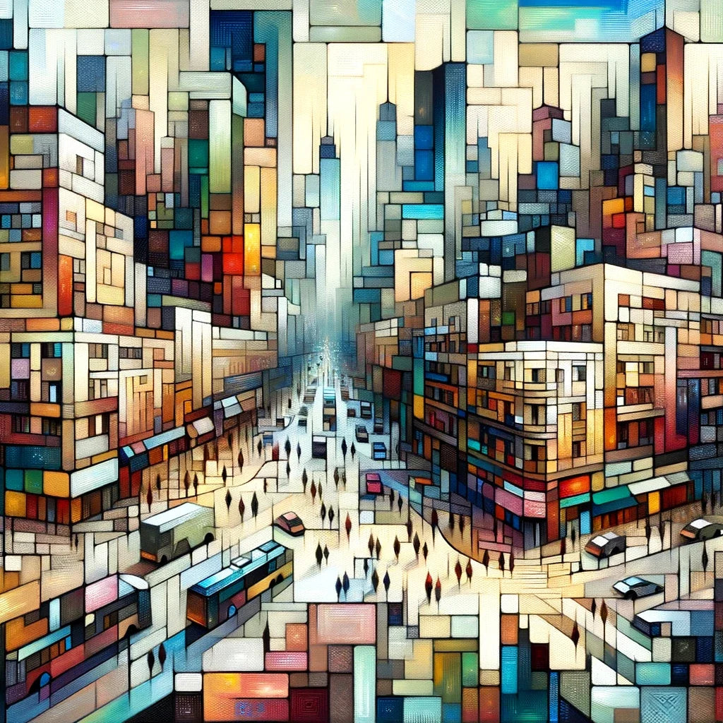 Abstract Cityscape Rhythms Canvas