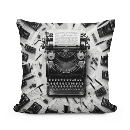 Timeless Echo: Vintage Typewriter Cotton Cushion