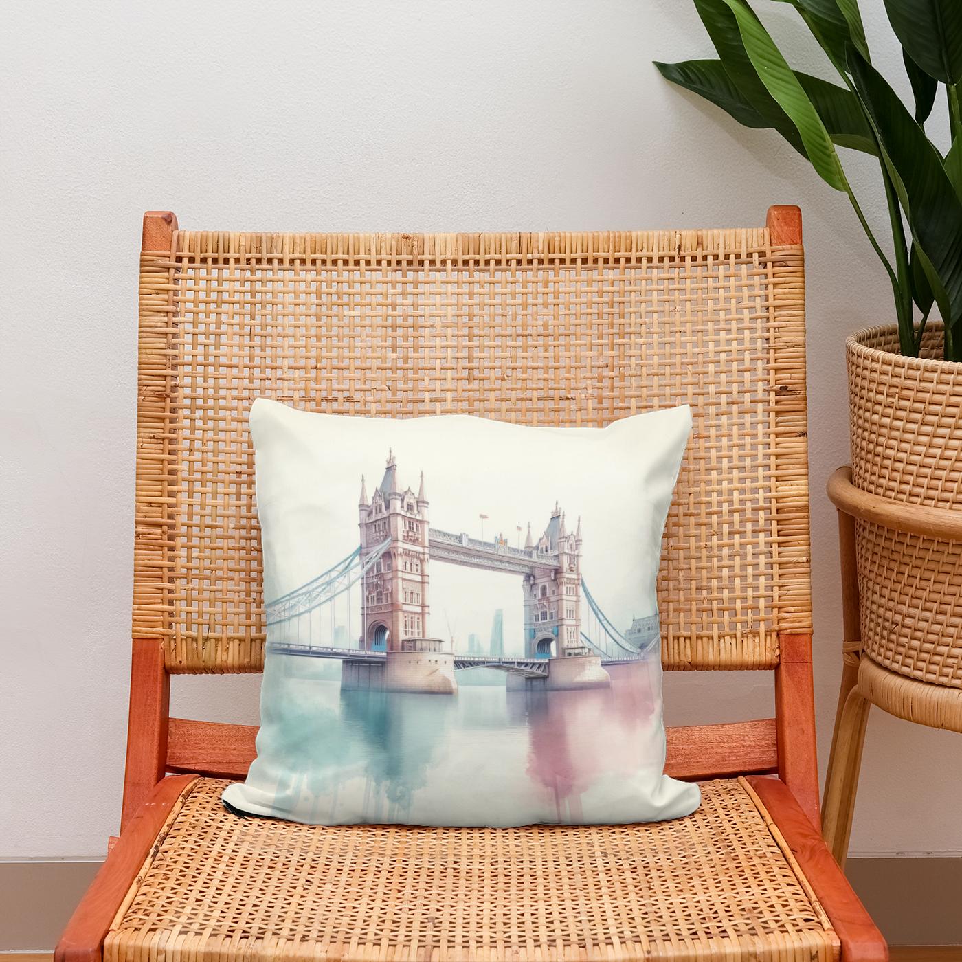Pastel Modernism London Bridge Cotton Cushion