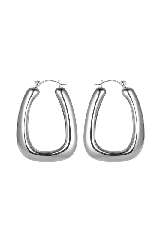 Silver Tone Diagonal Hoop Earrings