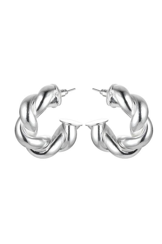 Silver Tone Twisted Earrings