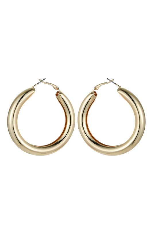 Gold Tone Chunky Hoop Earrings