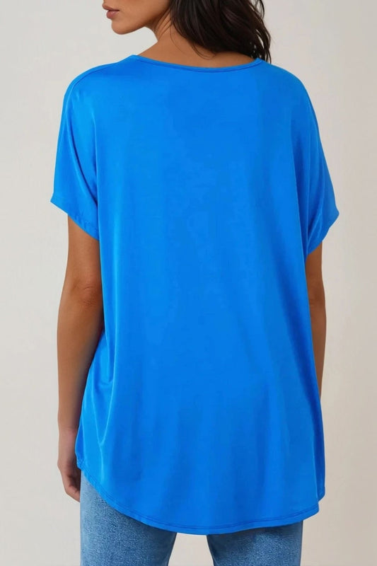 Royal Blue Oversized V Neck T Shirt