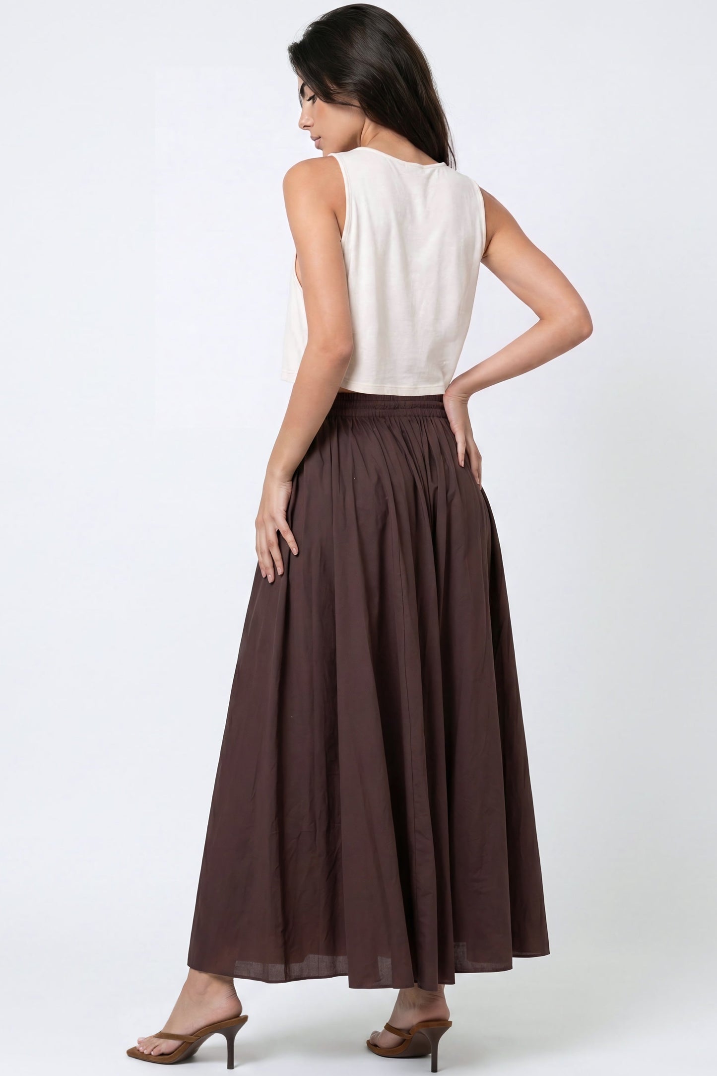 Brown Cotton Maxi Skirt