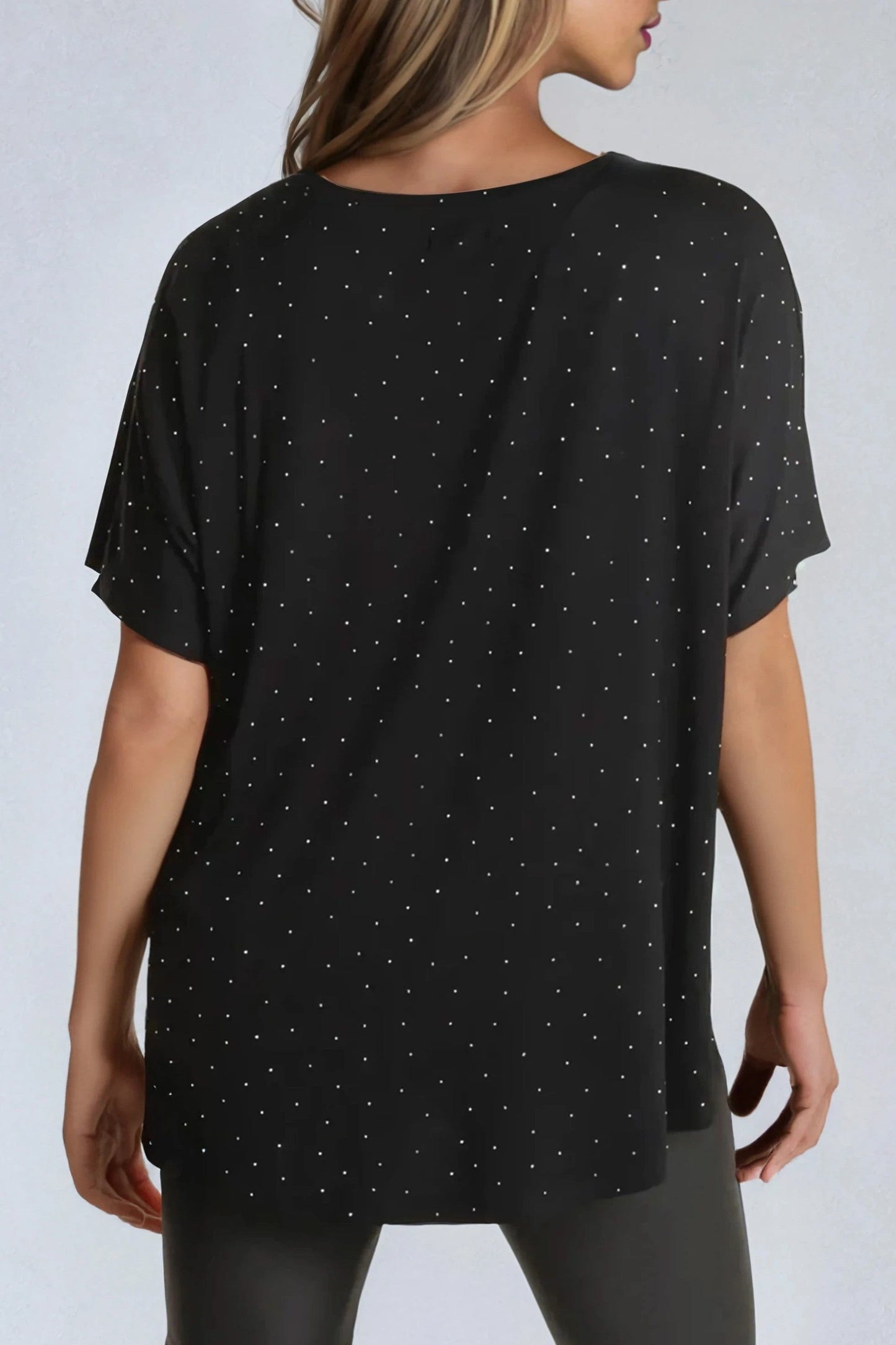 Black Embellished Round Neck T-Shirt