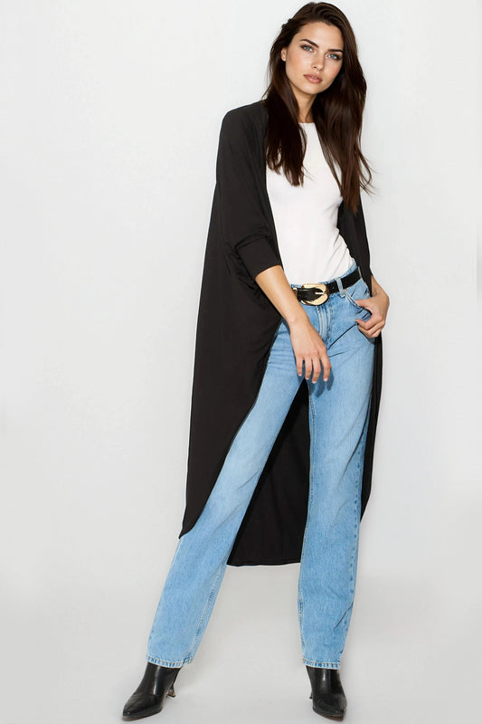 Black Batwing Sleeve Kimono Cardigan