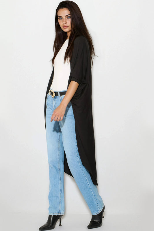 Black Batwing Sleeve Kimono Cardigan