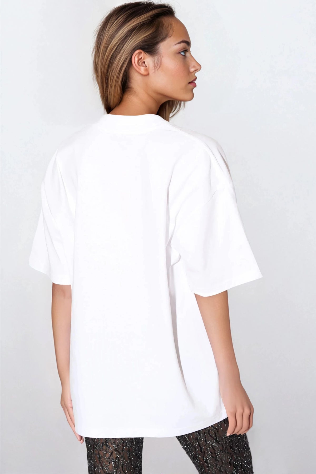 White Leopard Heart Oversized T-Shirt