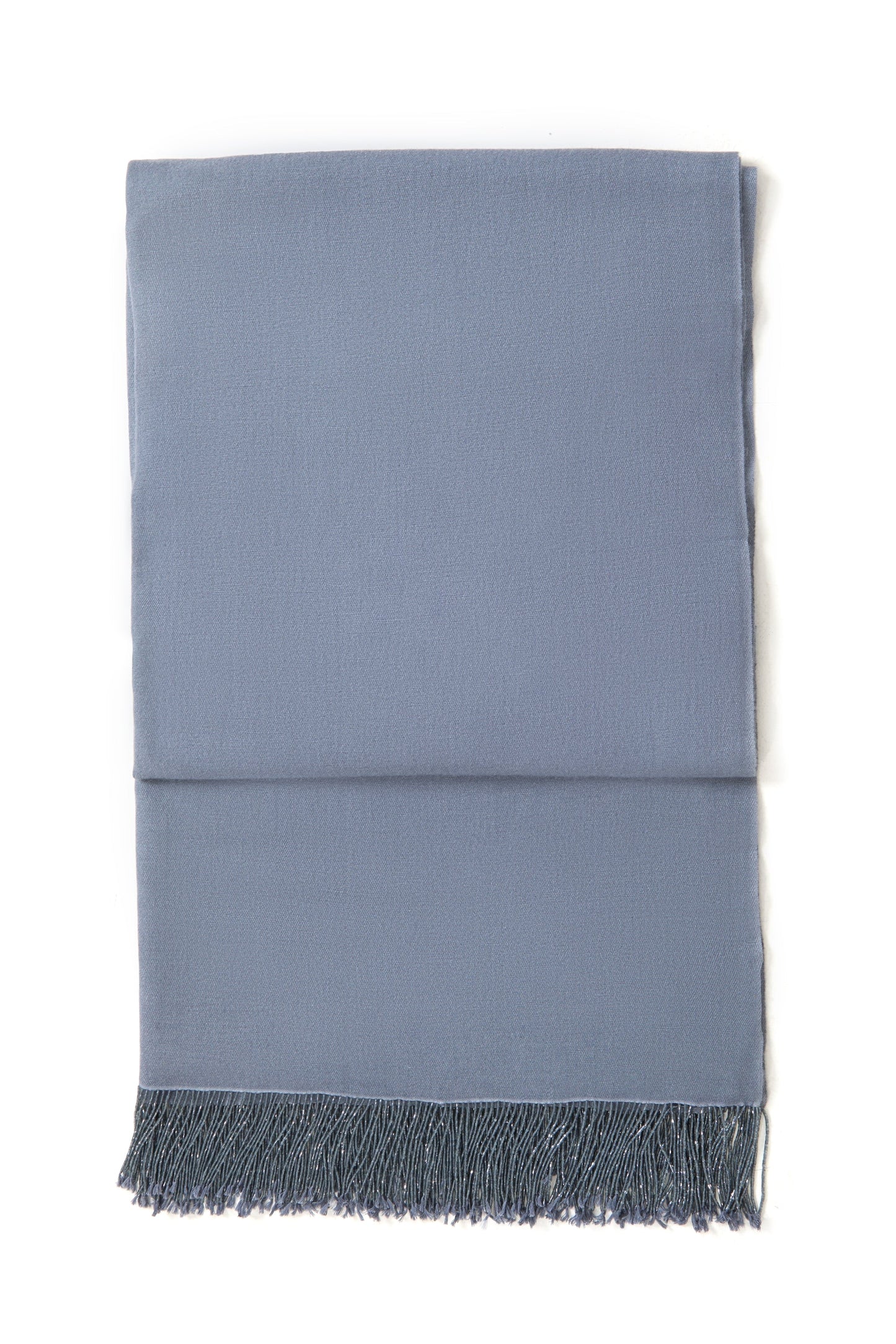 Grey Pashmina Shawl with Beaded Tassels