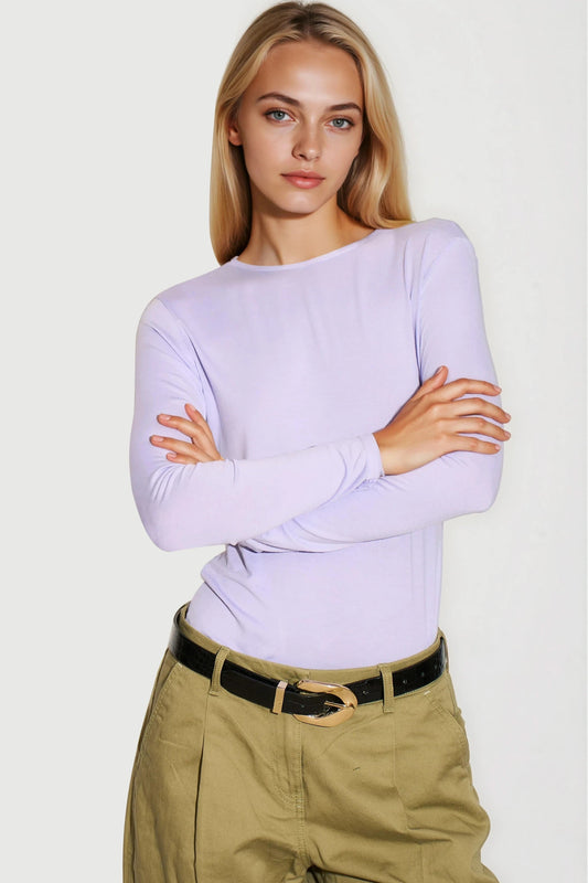 Lilac Round Neck Long Sleeve Top