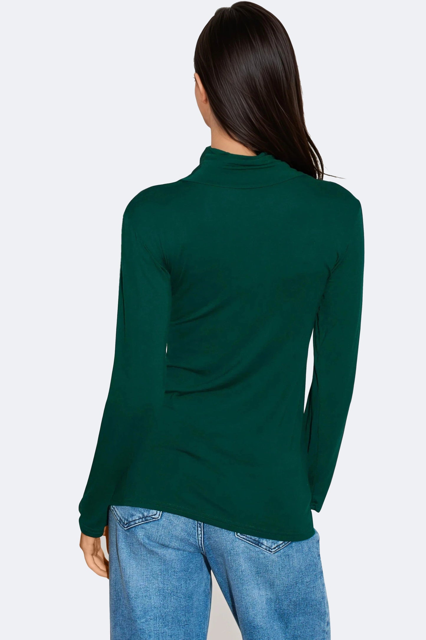 Green Turtleneck Long Sleeve Top