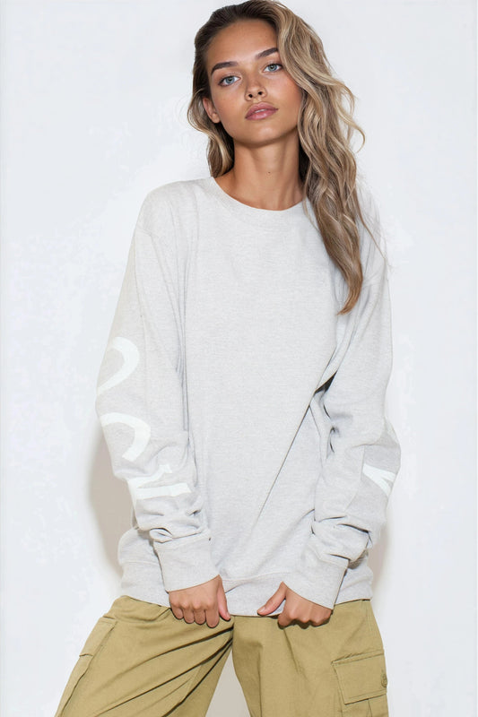 Silver Grey Aftershock Logo Crewneck Oversized Sweatshirt
