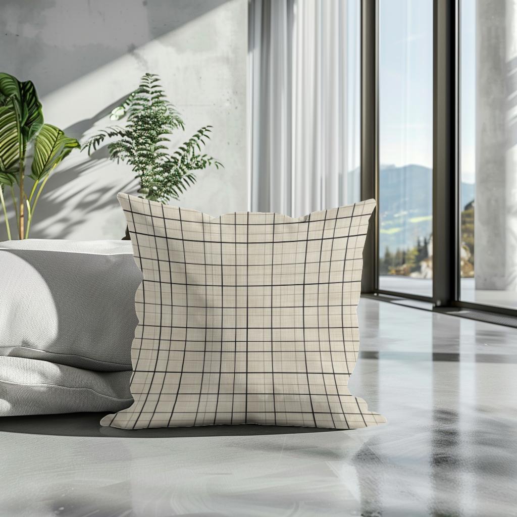 Elegant Grid Cotton Cushion