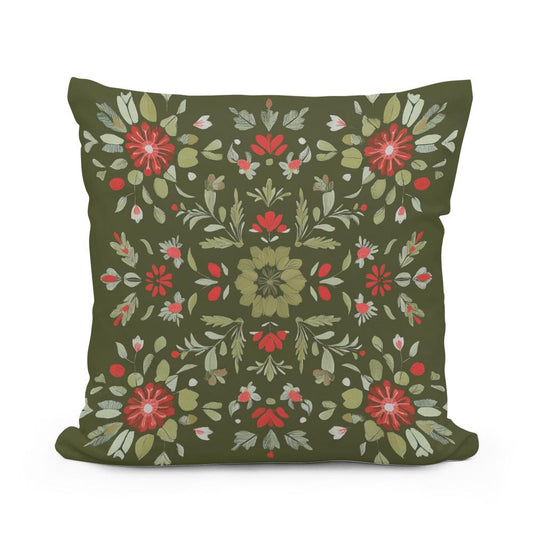 Olive Blossom Cotton Cushion