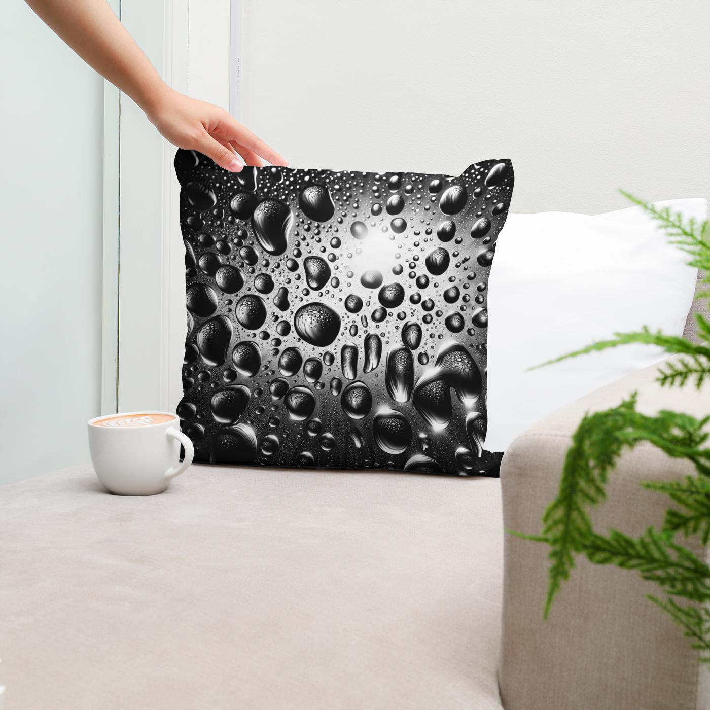 Vivid Raindrops: Glass Reflection Cotton Cushion