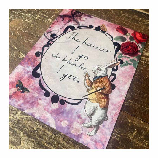 Vintage Alice In Wonderland The Hurrier Metal Wall Sign