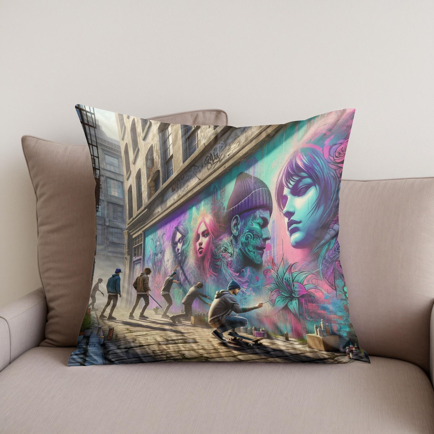 Alleyway Artistry Cotton Cushion