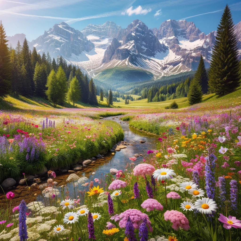 Alpine Meadow Bloom Cotton Cushion