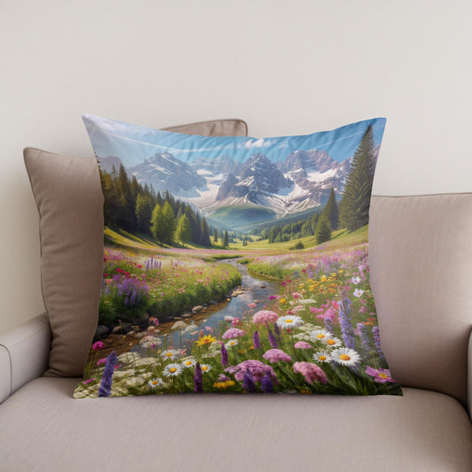 Alpine Meadow Bloom Cotton Cushion