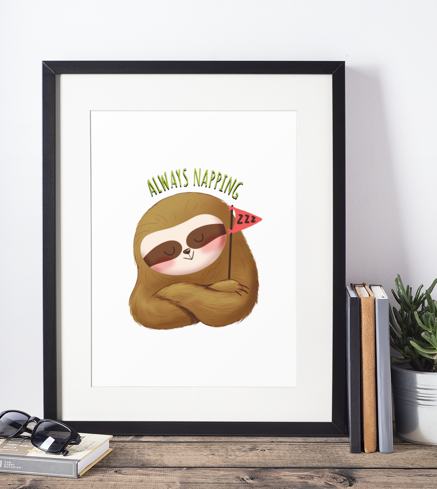 Always Napping Sloth Humorous Home Wall Decor Print