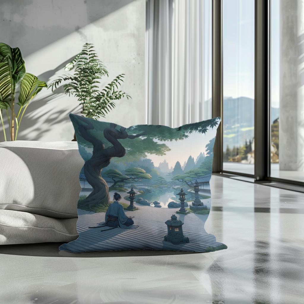 Samurai Serenity Cotton Cushion