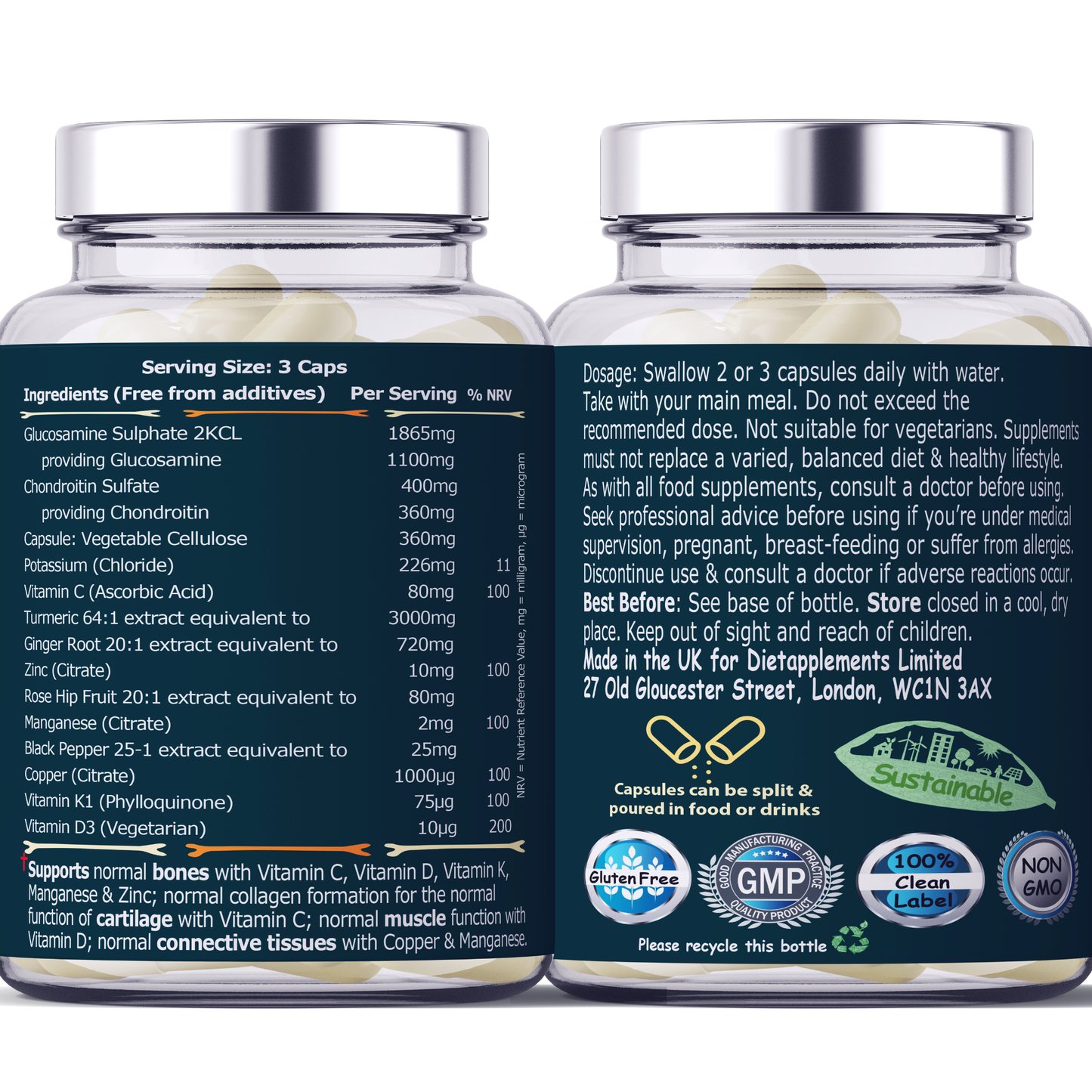 Glucosamine, Chondroitin, Turmeric, Vitamins & Minerals for the Bones & Joints