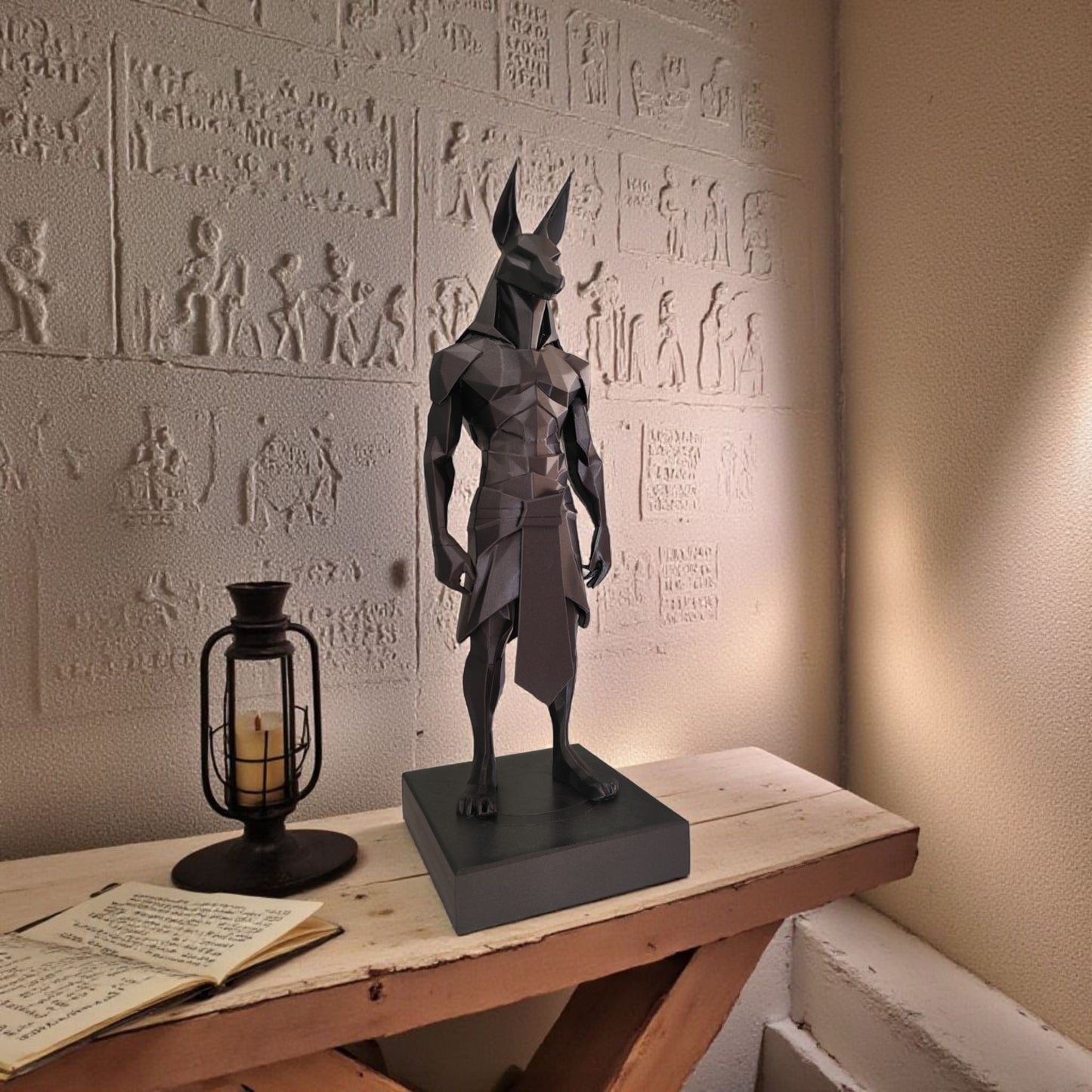 Sculpture #38 | Minimalist Low Poly Anubis Statue | Modern Egyptian Décor