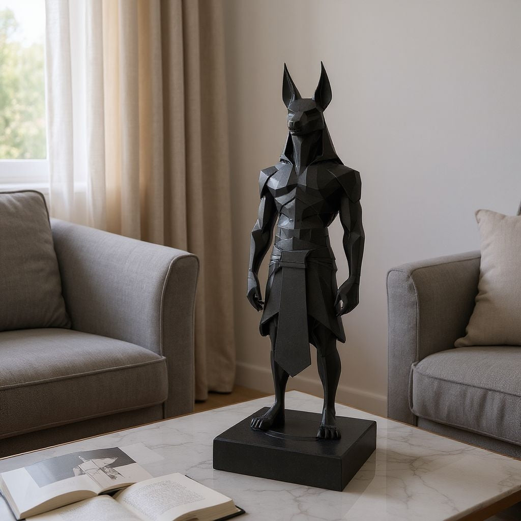 Sculpture #38 | Minimalist Low Poly Anubis Statue | Modern Egyptian Décor