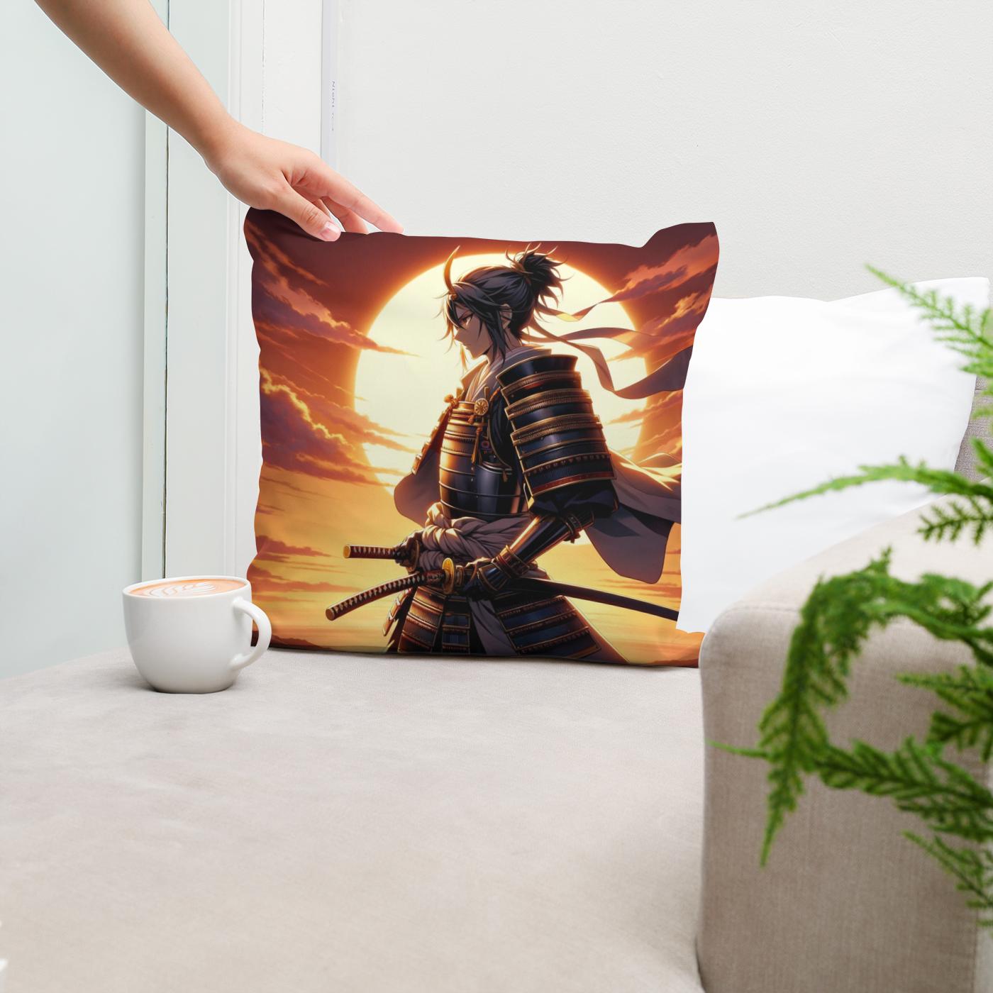 Sunset Samurai's Resolve Cotton Cushion