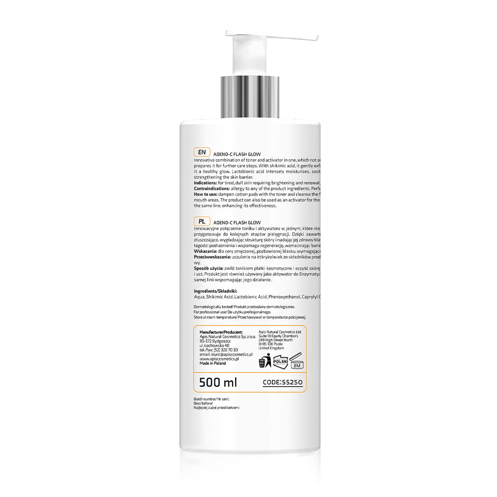 Apis ADENO-C Flash Glow Illuminating Toner & Activator 2-in-1 | 500ml