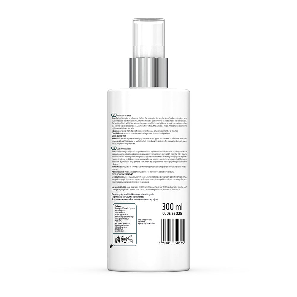 Apis API-PODO INTENSE Softening Foot Spray - Rapidly softens calluses with 30% urea and 10% lactic acid | 300ml