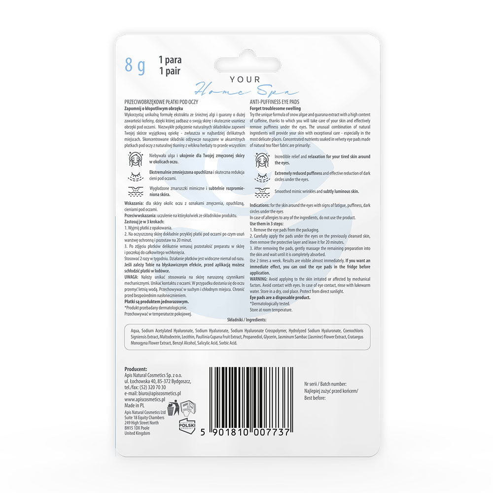 Apis Anti‑Swelling Eye Patches – Hydrating & Depuffing | 1 Pair