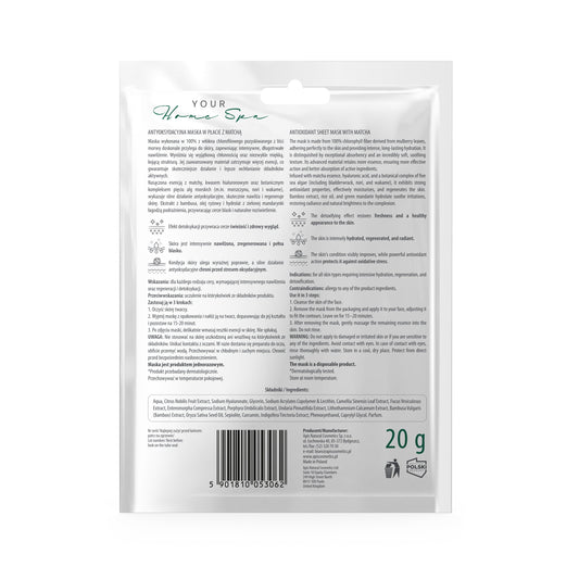 Apis Antioxidant Sheet Mask with Matcha - Revitalising Care | 20g