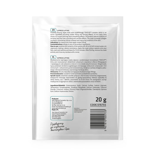 Apis Express Lifting Intensively Firming Algae Mask with Tens’Up Complex | 20g