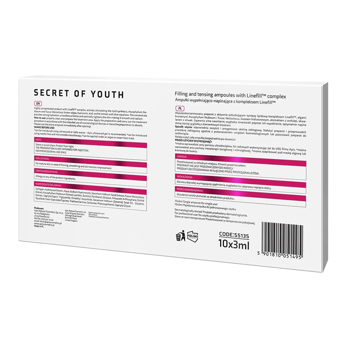 Apis Secret of Youth Filling and Tensing Ampoules with Linefill™ Complex | 10x3ml