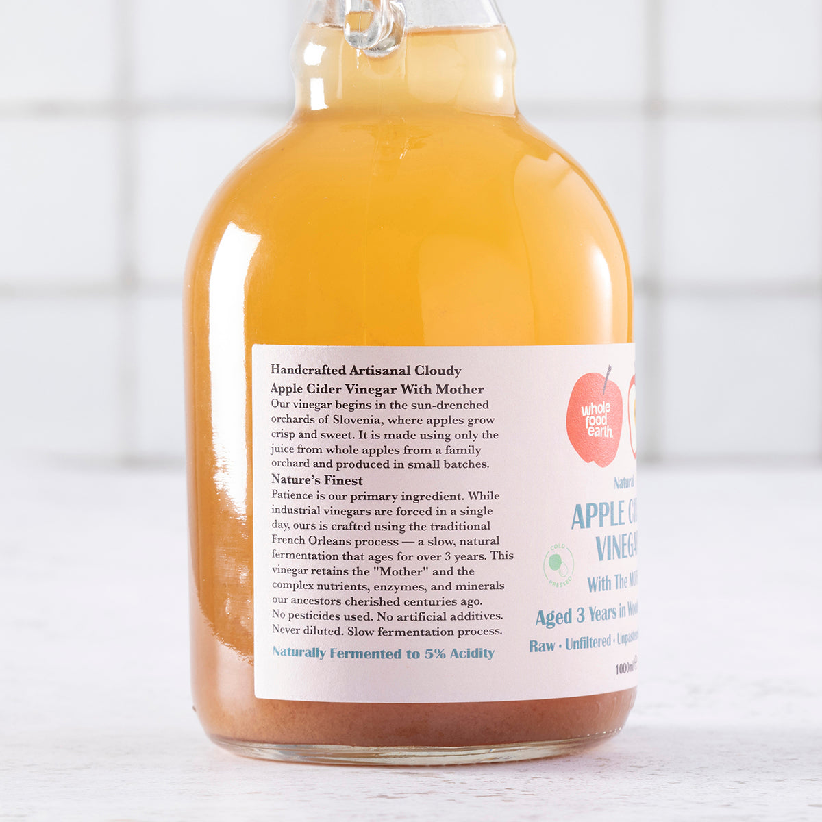 Kent Apple Cider Vinegar 3 x 1L With "Mother" | Raw | Unpasturised | Unfiltered | GMO Free