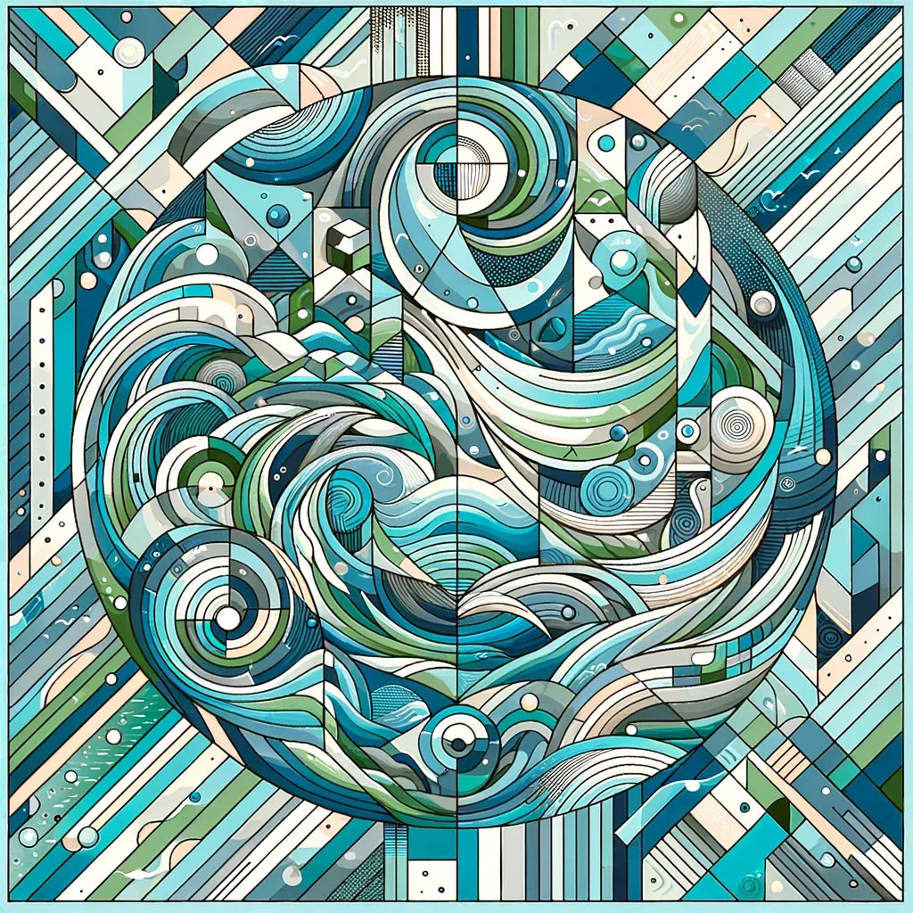 Aquatic Harmony Geometric Dance Canvas