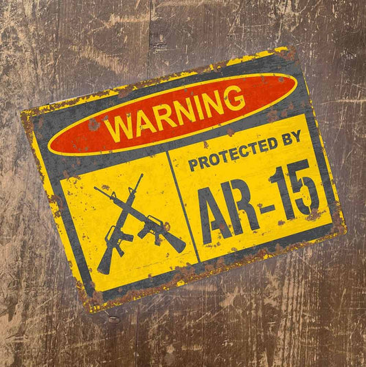 Army Gamer Warning Protected by AR15 Sign