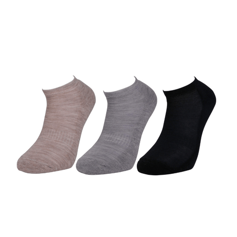Ashville Pro Merino Ladies Trainer Sock - Cushioned Sole - 3 Mixed Pair Bundle