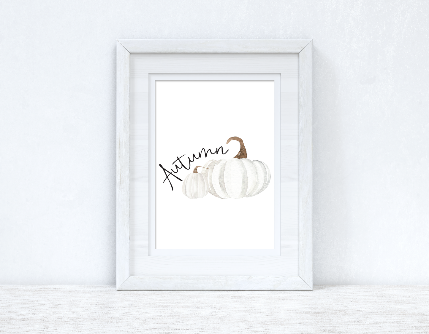 Autumn White Pumpkins Autumn Seasonal Wall Home Decor Print