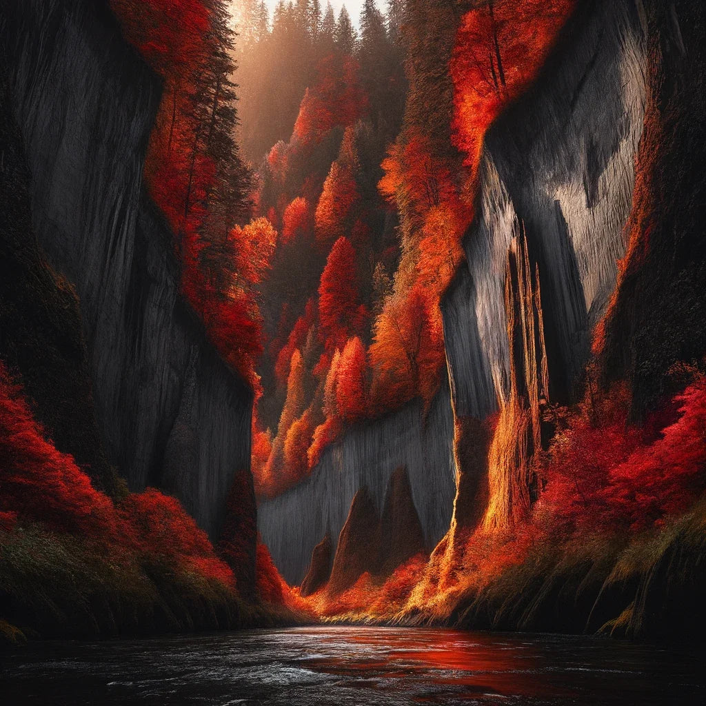 Autumn Canyon River Canvas