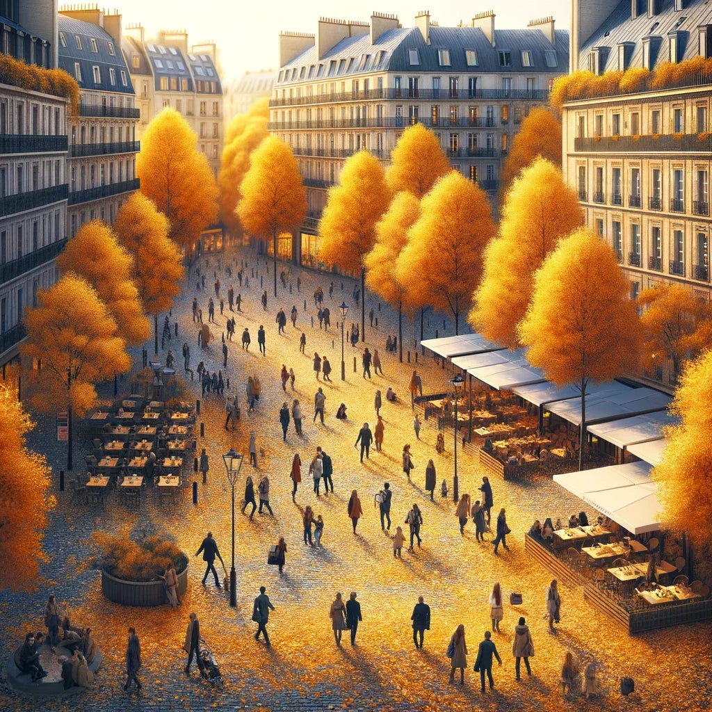 Autumn City Square Canvas