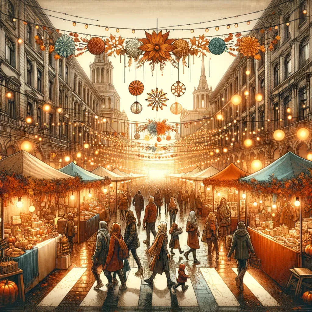 Autumn Festival Street Canvas