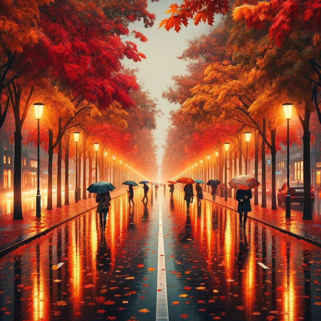 Autumn Rain Reflections Canvas