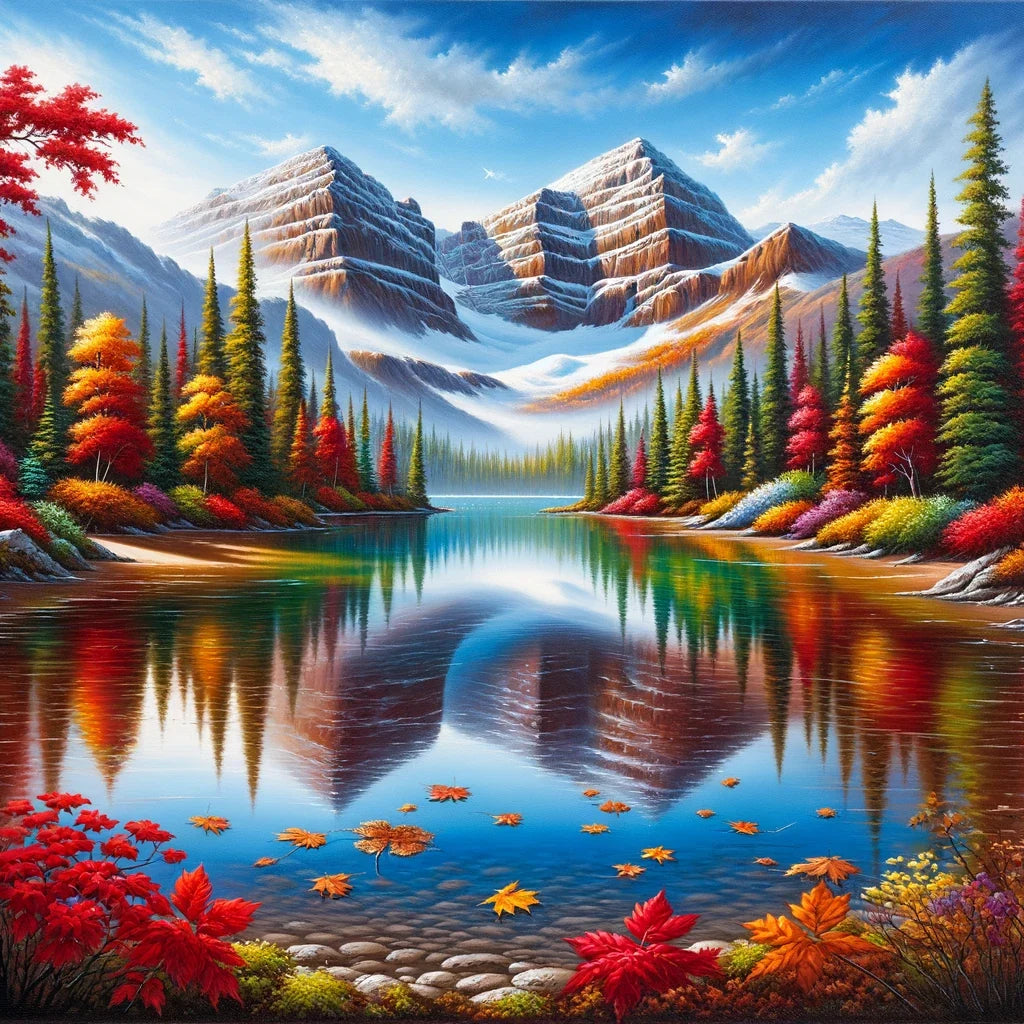 Autumn Serenity Lake Canvas