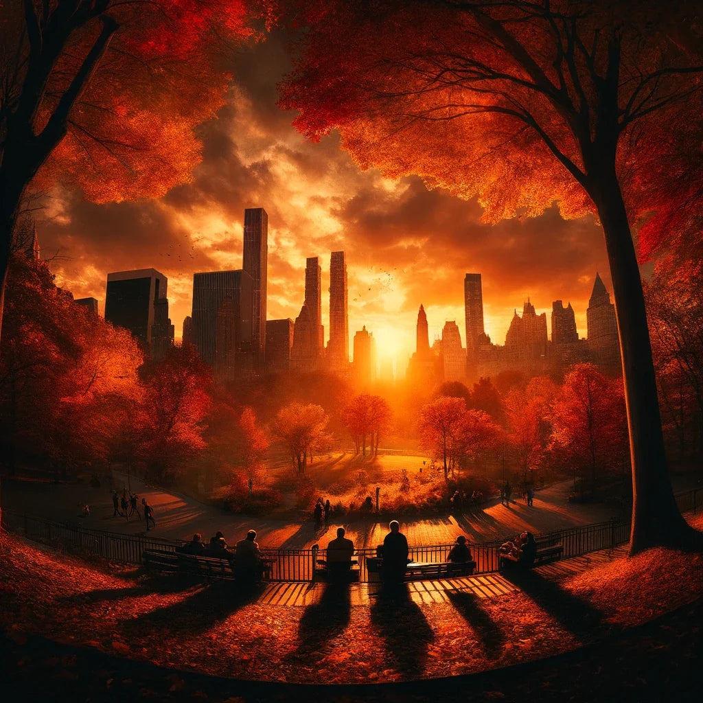 Autumn Sunset Silhouettes Cotton Cushion