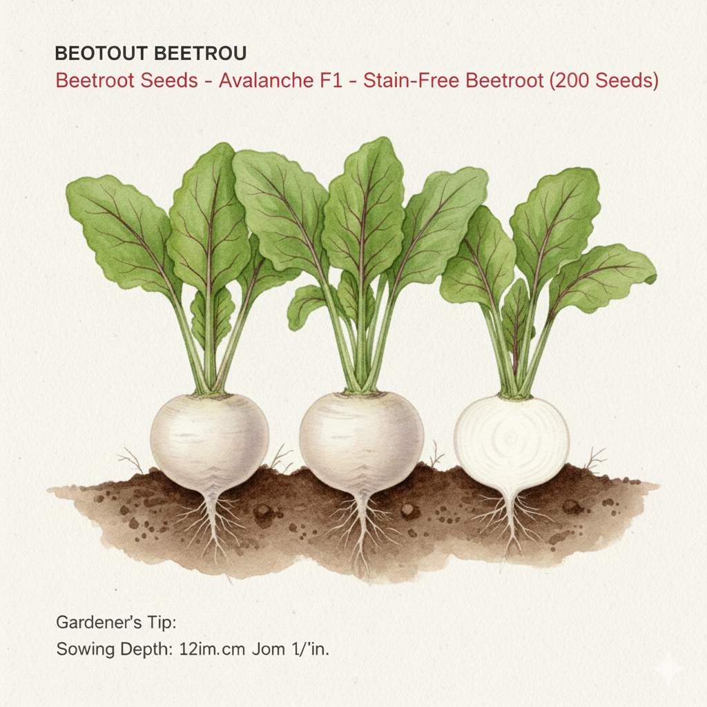 Beetroot Seeds - Avalanche F1 - Pure White Gourmet Variety (200 Seeds)